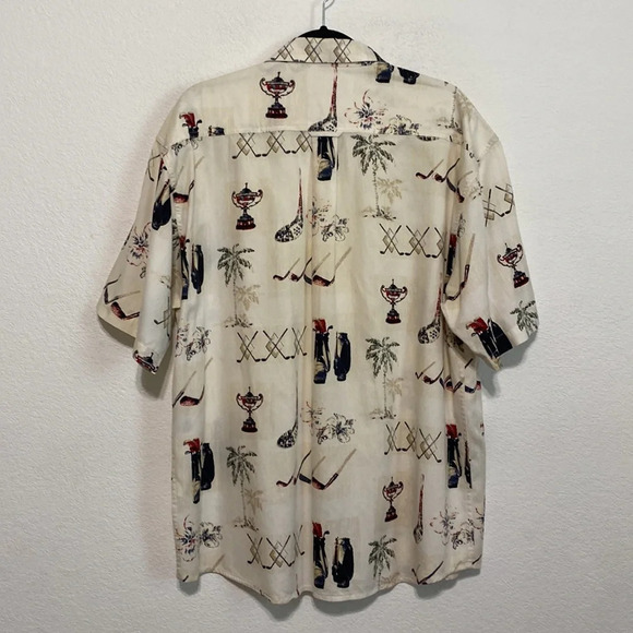 Clearwater Cream Hawaiian Vacation Short Sleeve Golf Button Down Shirt Size XL - Picture 4 of 8